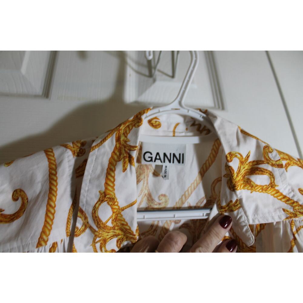 Ganni Rope Print Gathered Mini Shirt Dress sz 34 EU / 2 US - Picture 4 of 4